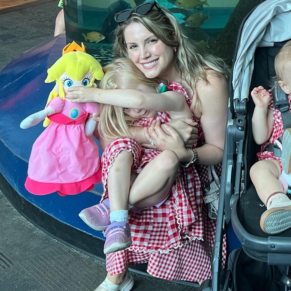 Fit & Flare Gingham Embroidered Smocked Midi Cami Dress old navy - Picture 8 of 8